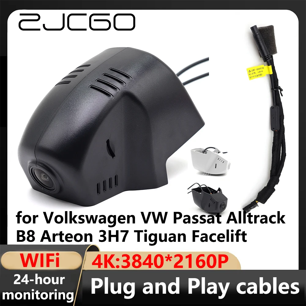 ZJCGO-Enregistreur vidéo de caméra de tableau de bord DVR de voiture, WiFi 4K, 3840*2160, Volkswagen VW Passat Alltrack B8 Arteon 3H7 Tiguan Facelift