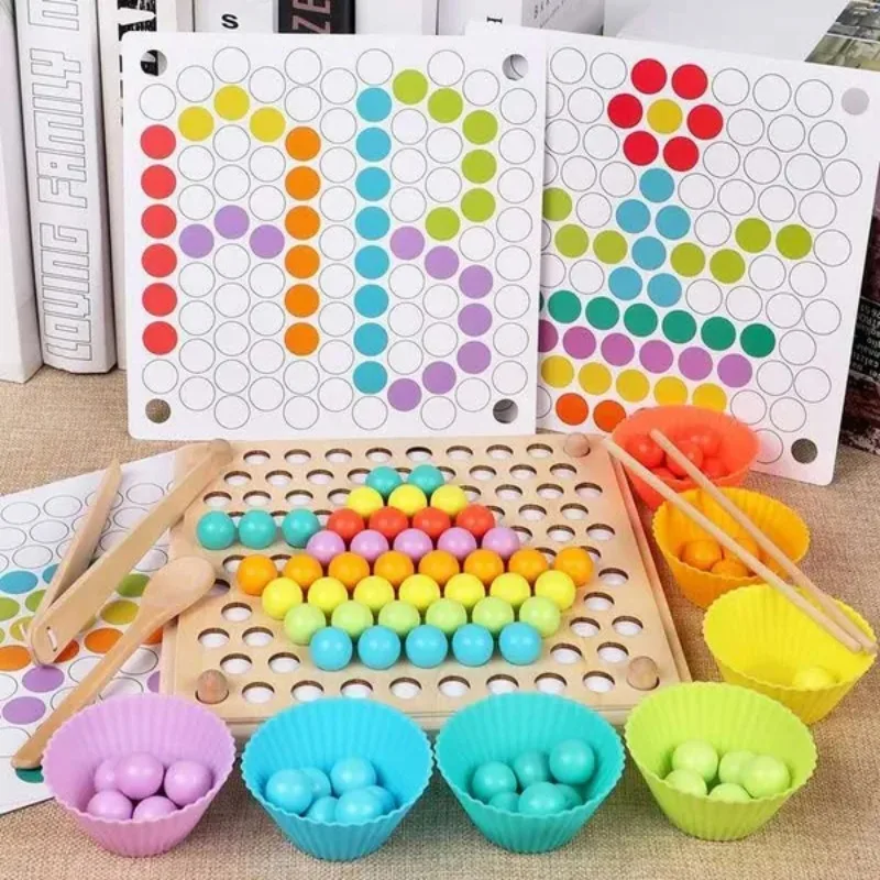 Montessori Color Sorting Brinquedos De Madeira para Crianças, Hands Brain Training, Clip Beads, Math Toy Game, Early Learning, Kids, New