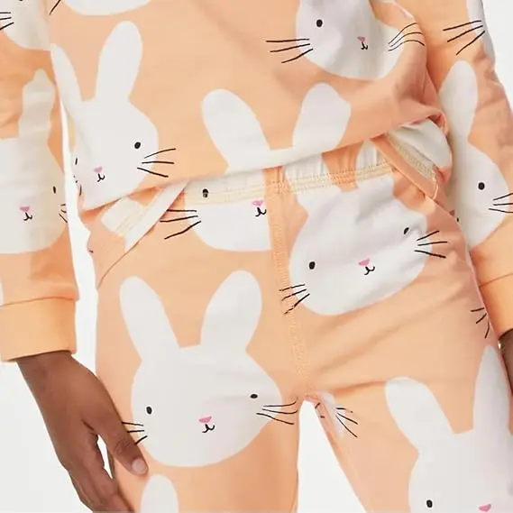 Little Hand Kids Rabbit Long Sleeve Pajamas Set Pure 100% Cotton Cute Cartoon Pattern Nightwear Loungewear for Girls 3‑10T
