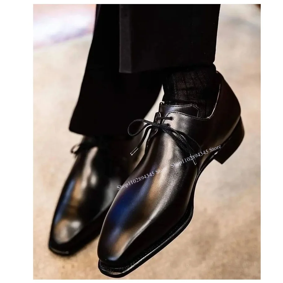 

Black Lace Up Matte Men Shoes Men's Dress Shoes Shallow Pumps High Quality Party Shoes Fashion Big Size 47 Zapatillas Mujer