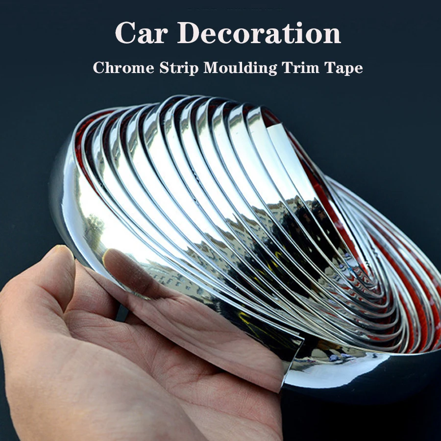 6/8/10/15/20/30MM Universal Silver Self Adhesive Side Door Chrome Strip Moulding Decoration Bumper Protector Tape Car Sticker