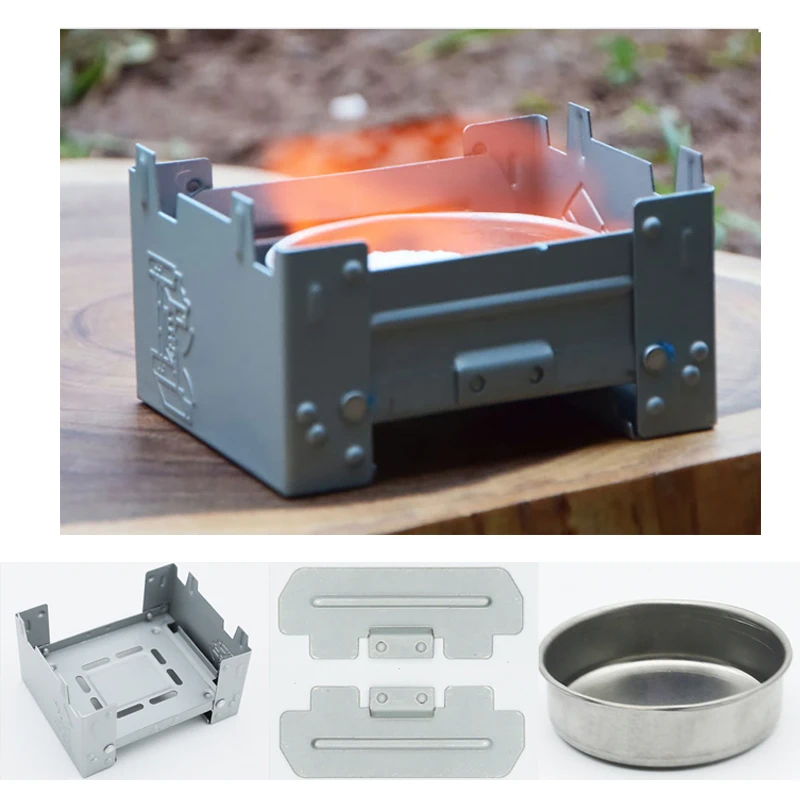

Foldable Camping Solid Alcohols Stove Camping Equipment Portable Stainless Steel Alcohols Stoves Outdoor Hiking Cooker Supplies