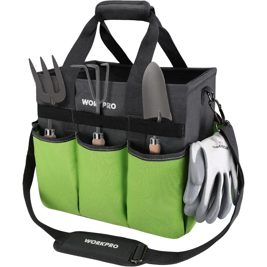 

Garden Tool Bag Organizer Heavy Duty Gardening Tote Bag with 10 Pockets and Long Adjustable Shoulder Strap Standable Garden Hom