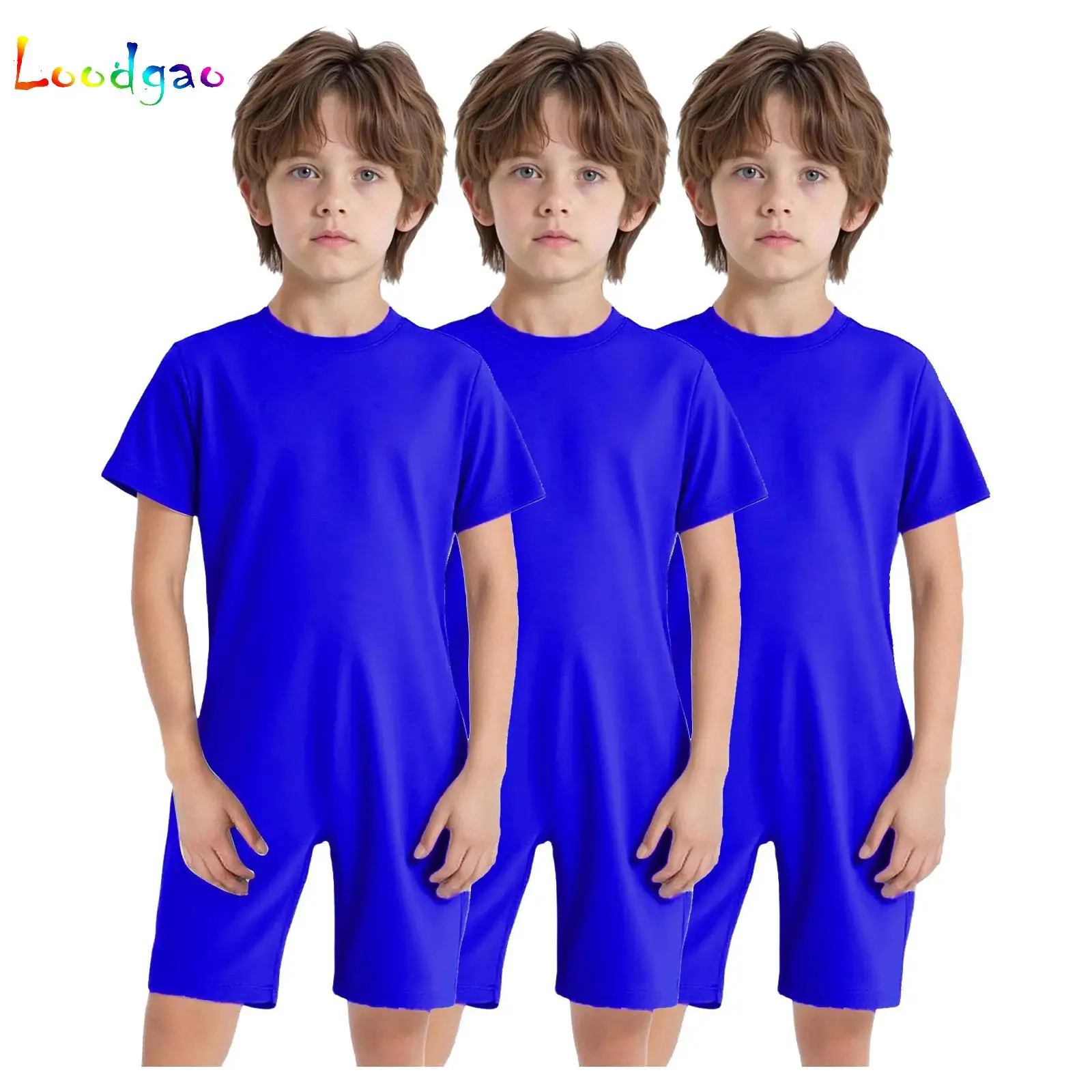 

3Pcs/lot Kids Girls Boys Special Needs Jumpsuits Adaptive Clothing Round Neck Short Sleeve Invisible Zipper Solid Color Jumpsuit