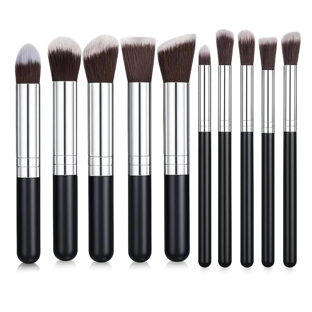 10-Piece Makeup Brush Set: Soft Synthetic Tools for Foundation, Concealer, Blush, Highlighter, and Eyeshadow Application