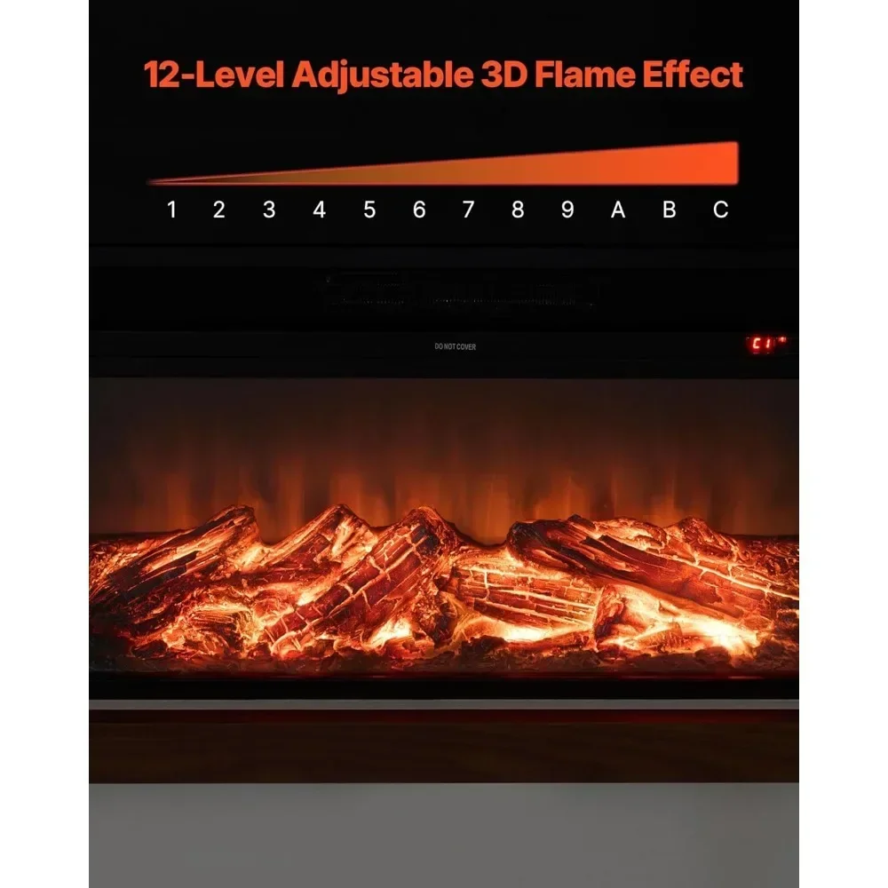 Izable 65.5 Inch Freestanding   Fireplace Heater 1500W 5120BTU with Mantel Overheating Protection Fake Wood Burning