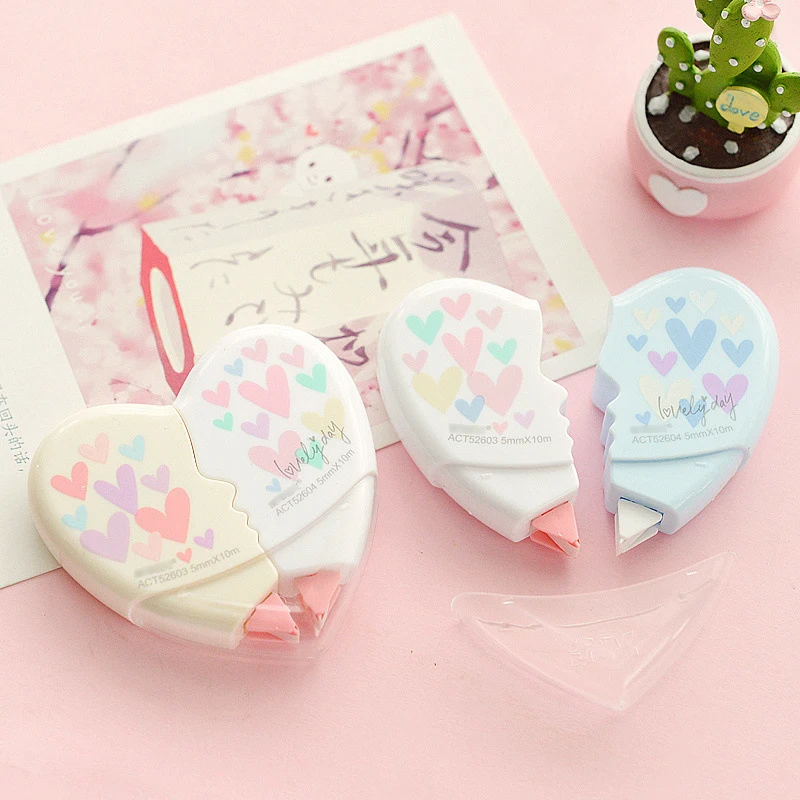 20Pcs/Pair Colorful Love Heart Correction Tape Coulpe Erase Tape Material Escolar Kawaii Stationery Office School Supplies 10M*2