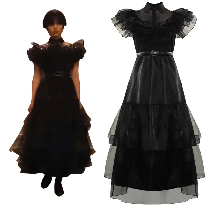 

Kids Children Wednesday Cosplay Costume Dress Outfits Halloween Carnival Suit Gift for Christmasb;3's,6.e;