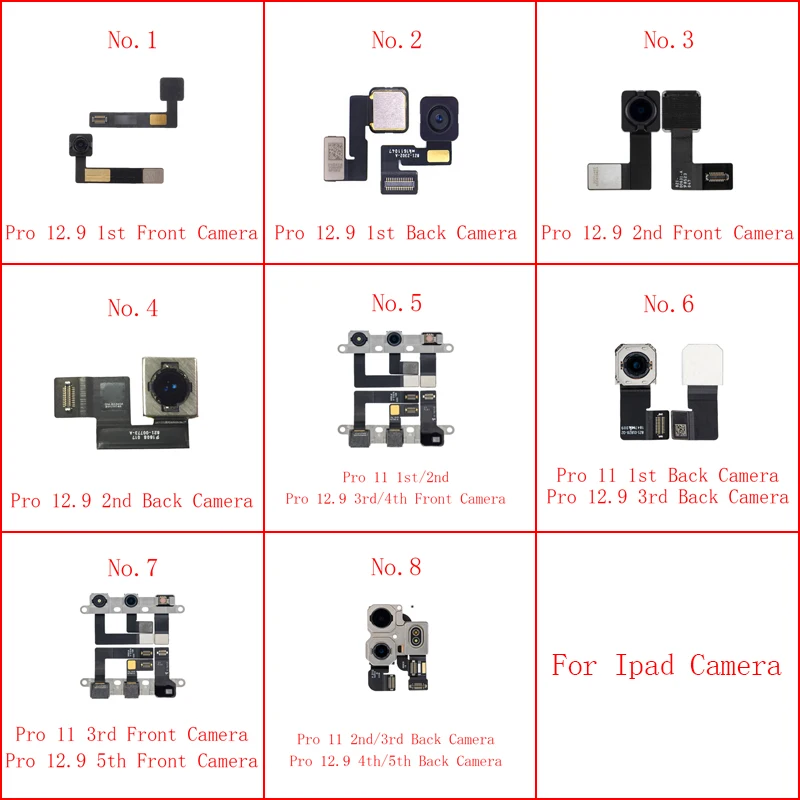 Big Rear Back Camera Main Front Face Small Flex Cable For iPad Pro 11 12.9 1st 2nd 3rd 4th 5th A1980 A1876 A2228/9 A2377/A2378