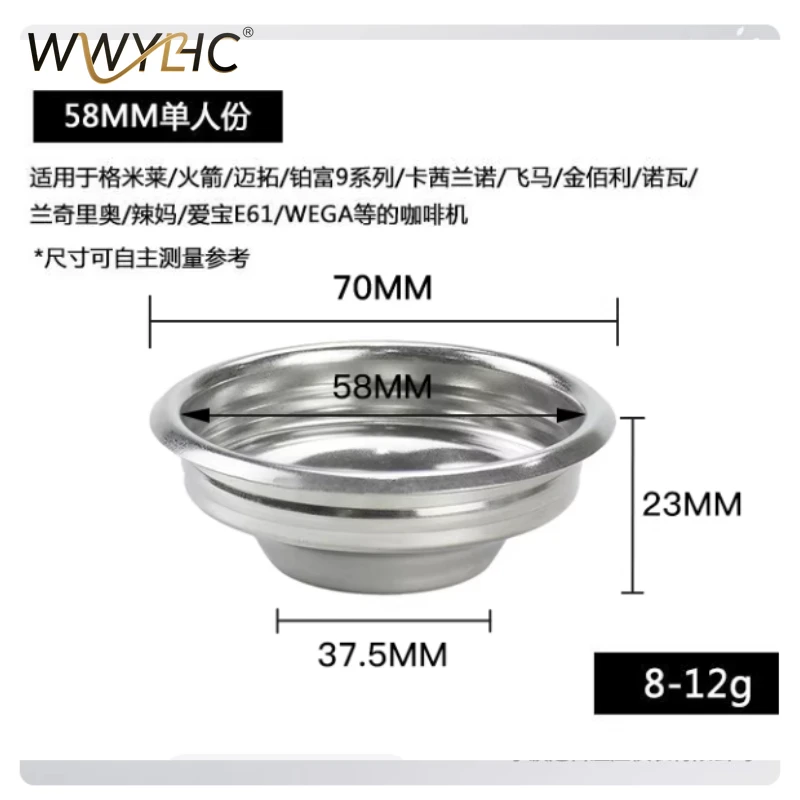 

Подходит для кофемашин с порошковым фильтром 58 мм: чистящая заглушка для кофейной чашки, аксессуары для одинарной/двойной экстракции кофе.
