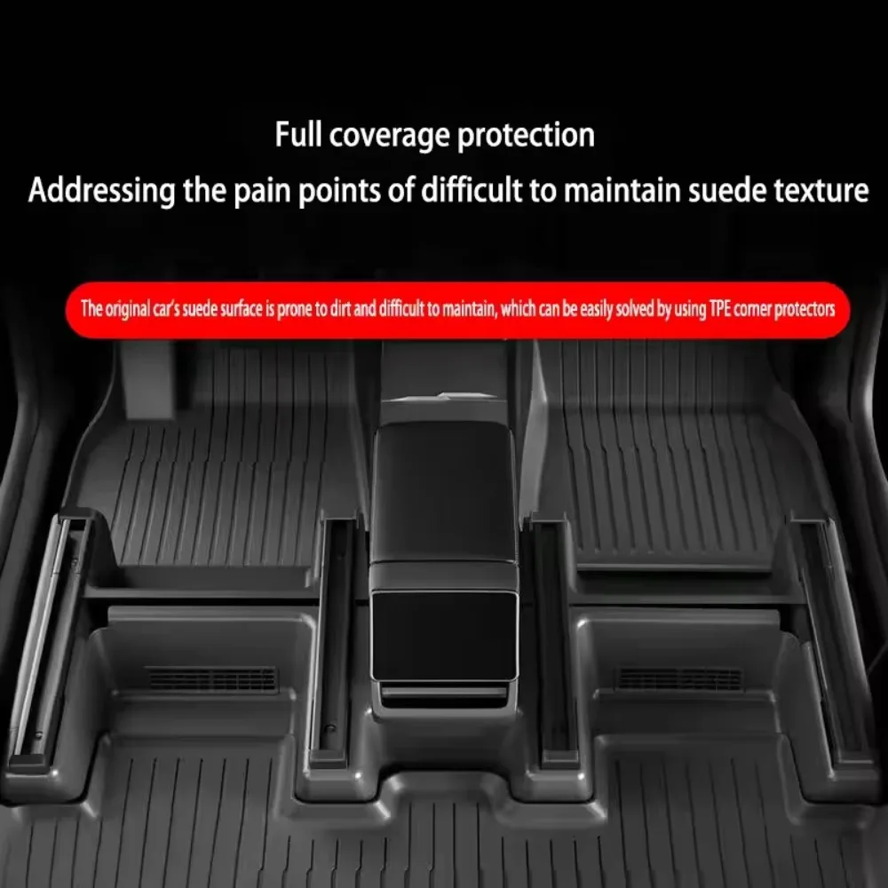 TPE Under Seat Corner Guard Seat Slide Rails Protector Cover Anti‑Kick Decor Interior Accessories For Tesla Model Y Juniper 2025