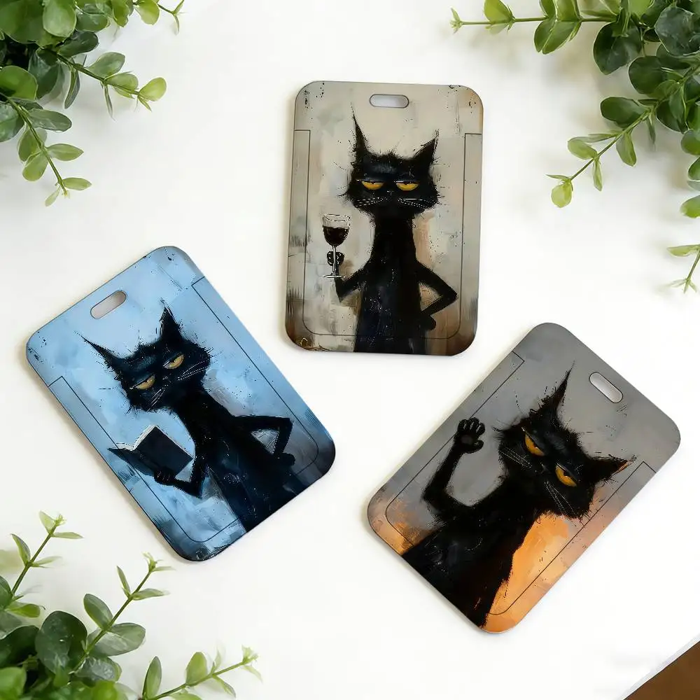 

Держатель для карт Black Cat Art Holder Stitch, держатели для студенческих пропусков, шейные ремешки для карт для детей, подарок