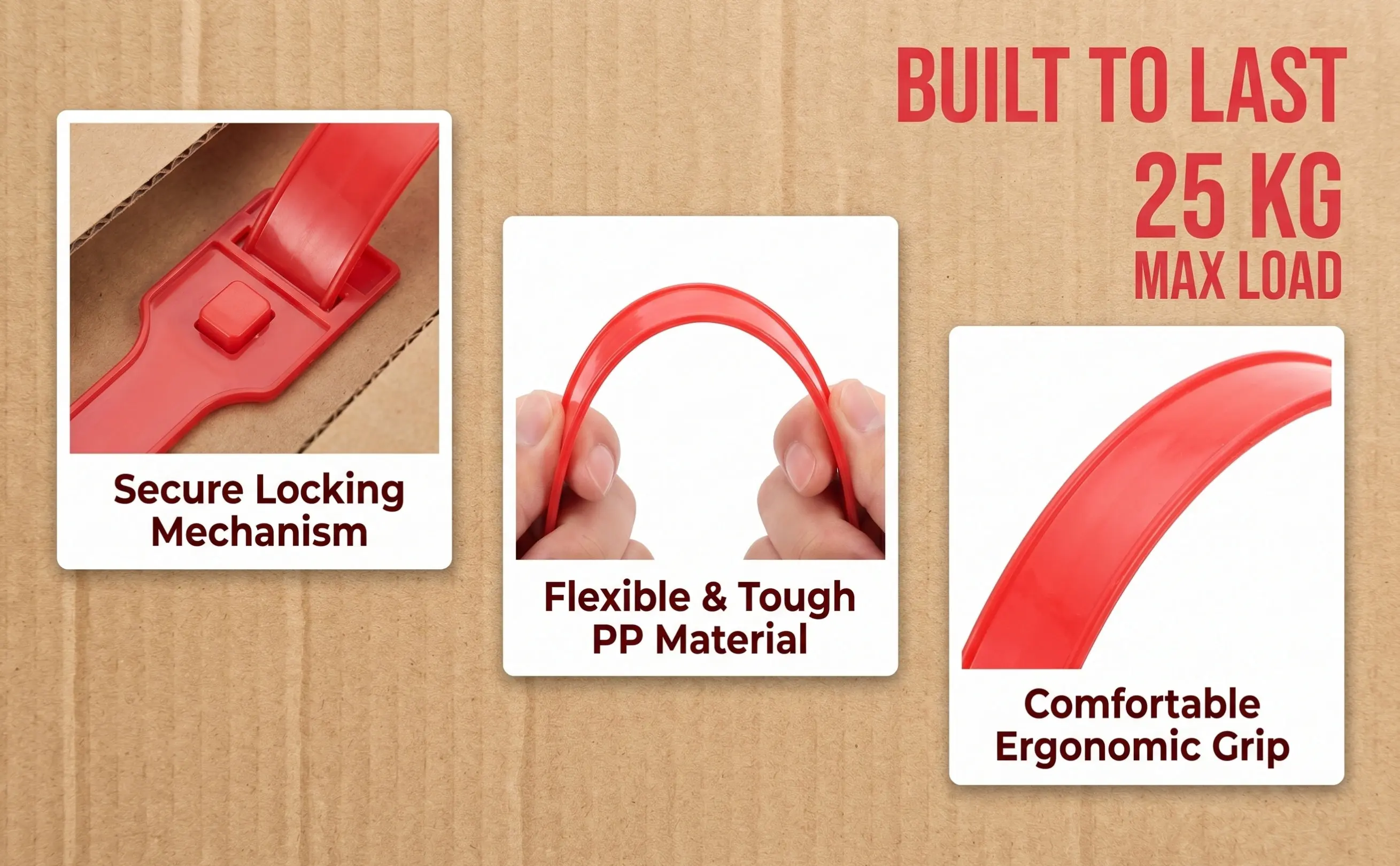 Heavy Duty Cardboard Box Handles – 100 Sets Plastic Carrying Handles for Gift Boxes & Shipping Packaging