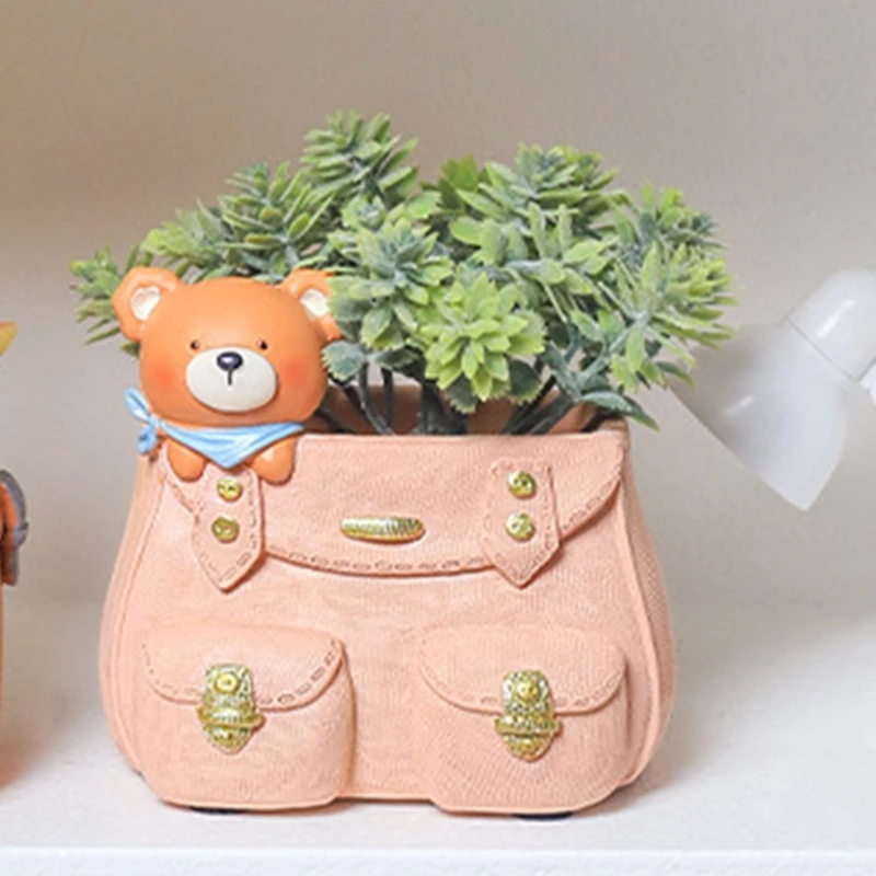 Backpack Bear Succulent Pot Mold for DIY Concrete Flower Pots Resin Mold Pen Holder Resin Mold Desktop Decoration Home 97QE