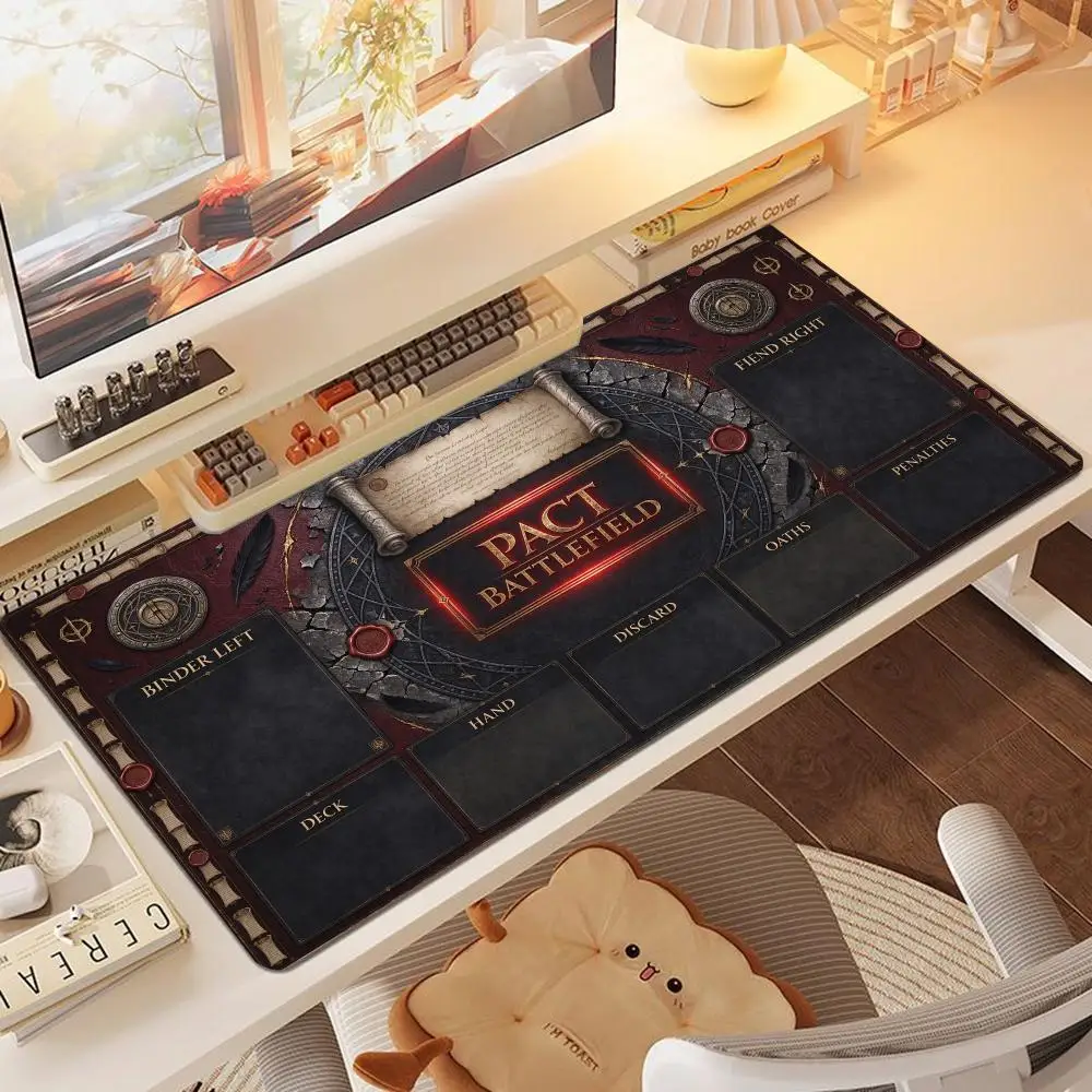 Pact Battlefield Red Gold Desk Mat Thick Rubber Smooth Surface For Strategy Gaming