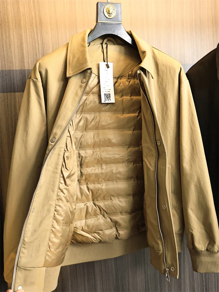 

Мужская легкая теплая куртка с воротником-стойкой из 90% утиных перьев, осенне-зимняя верхняя одежда из полиэфирного волокна