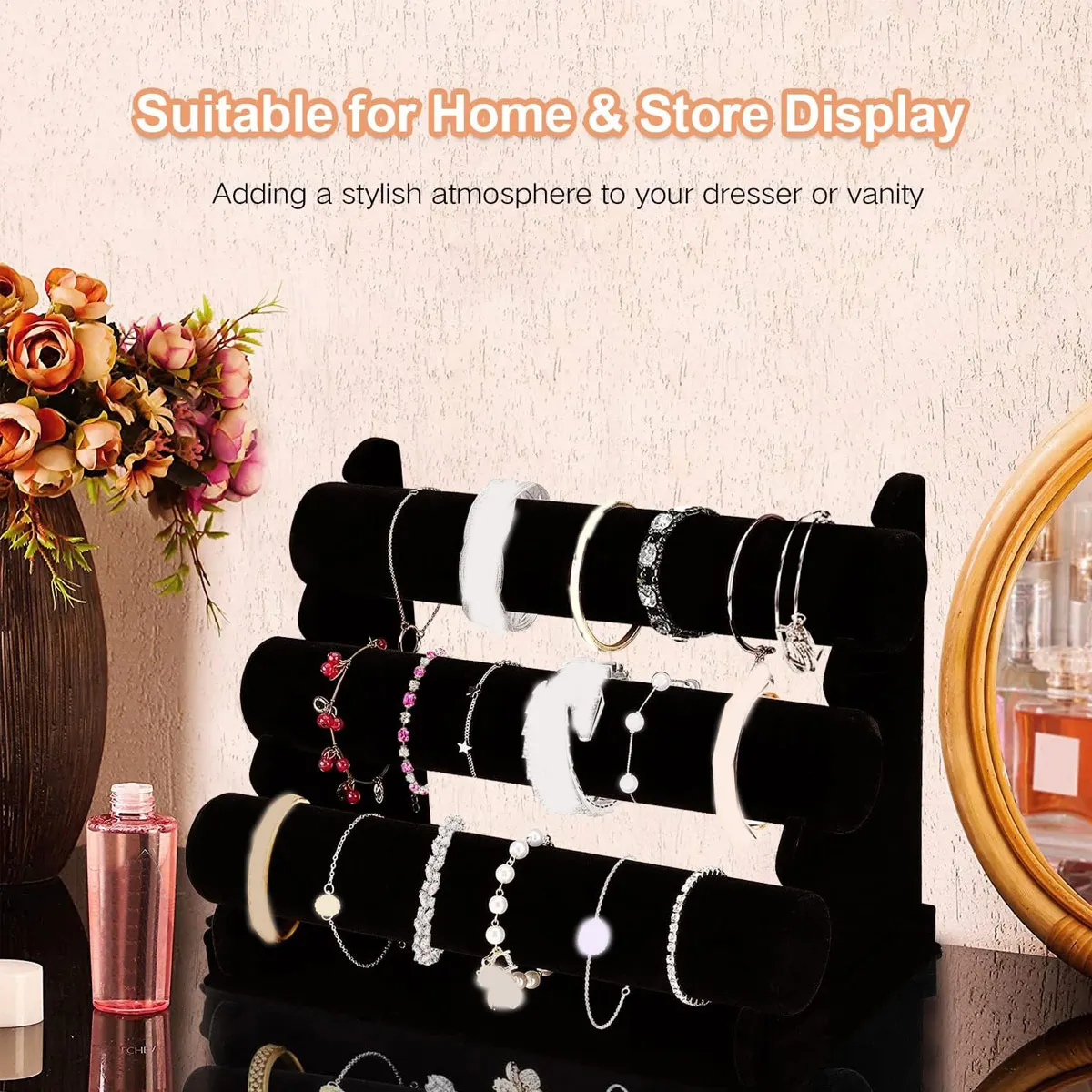 Bracelet Display Rack, 2-Layer 3-Layer Bracelet Storage Rack, Velvet Jewelry Rack, Suitable for Necklaces, Headbands, Watches