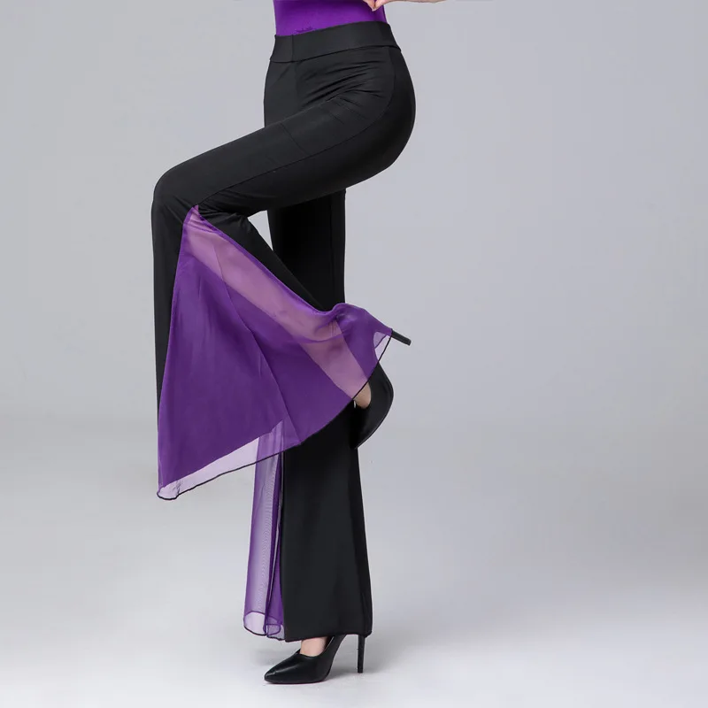 Modern Dance Pole Elegant Party Pants for Classical Costume Solid Color Ballet Wear Ballroom Practice Wide Leg Trousers