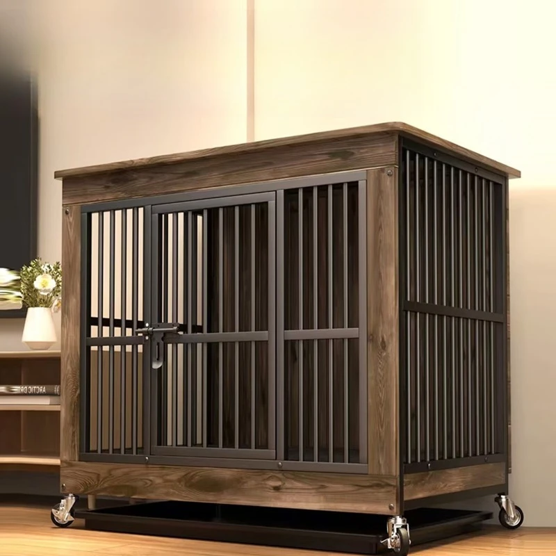 

Retriever Border Animal Husbandry Special Wooden Kennel Villa Dog House Pet House, Ink Brown - Large [112 * 74 * 96]