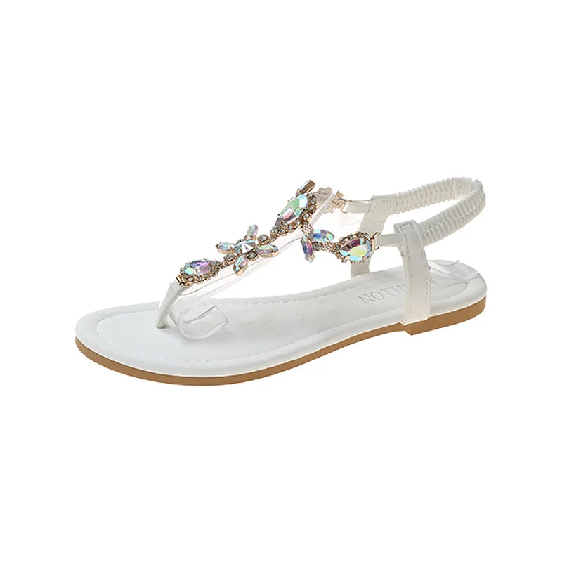 Summer Flats Sandals Women Crystal Clip Toe Slippers Trend Luxury Brand Ladies Shoes Beach Causal Slides Mujer Zapatos 2023