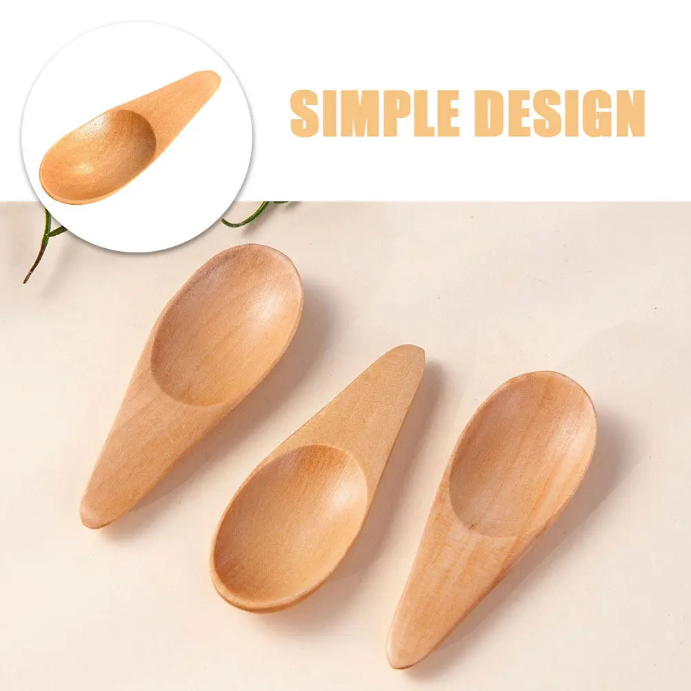 4Pcs Mini Wooden Spoons Compact Short Handle Tea Scoops for Milk Powder Salt Bath Tea Kung Fu Brewing Kitchen Supplies