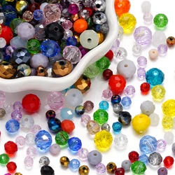 300pcs 4-8mm Mixed Glass Round Faceted Beads Spacer Loose Bead for Bracelet Necklace Phone Chain DIY Jewelry Making Accessories