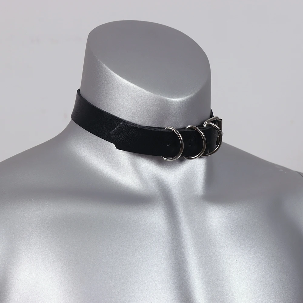 Black Slave Collar with A Big Ring Bondage Restraints Man Pu Leather Collar O ring Choker Necklace Bdsm Harness Necklace