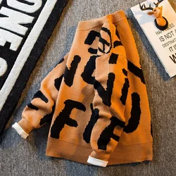 Mann Kleidung Pullover Brief Strick pullover für Männer drucken Grafik grüne Wolle ziehen übergroße Frühling Herbst y2k Streetwear ein Spaß