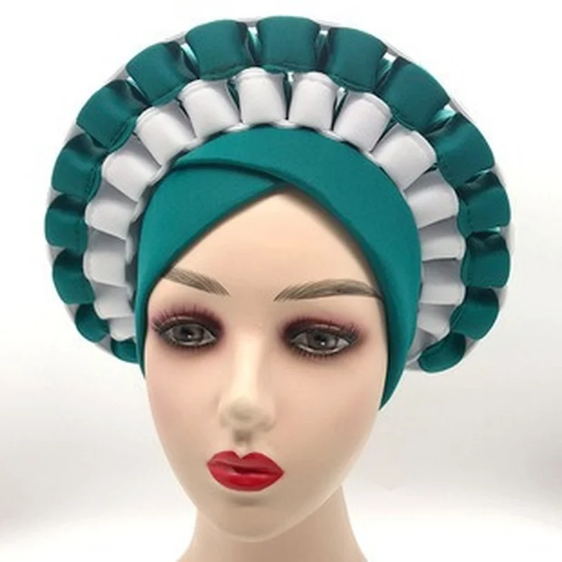 

Turbans for Women African Head Wraps Handmade Auto Gele Aso Oke Designs Pattern Scarf Hood Cover Inner Hijab Cap Robe Headtie