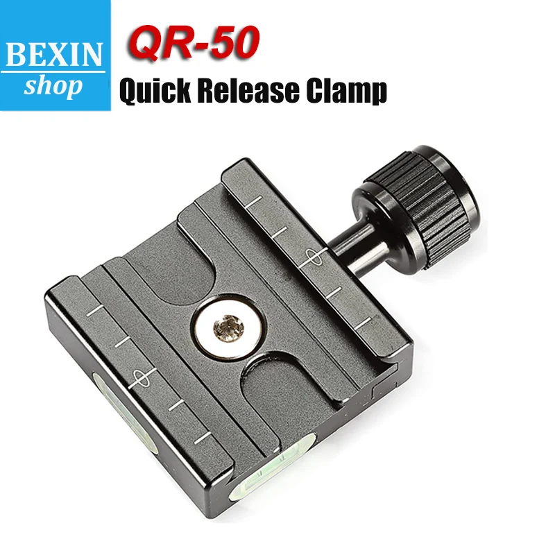 QR-50 Adapter Plate Square Clamp with Level instrument Quick Release Plate for Tripod Ball Head Arca Swiss RRS Wimberley Benro