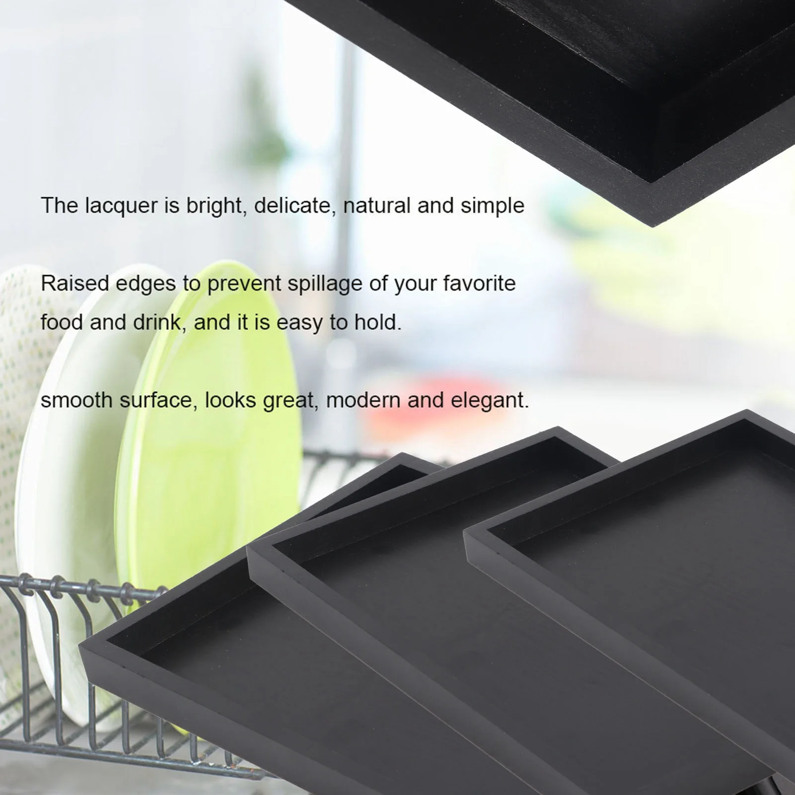 صينية تقديم خشبية على شكل مستطيلي ، طبق تقديم للشاي والقهوة والوجبات الخفيفة والطعام والوجبات والمطاعم ولوازم غرفة المعيشة