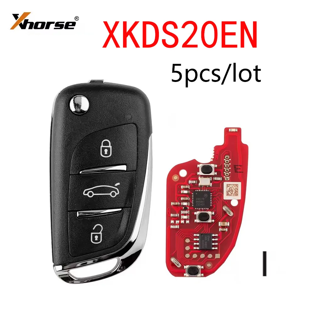 

5 шт./лот Xhorse XKDS20EN 2-го поколения проводной дистанционный ключ для Volkswagen DS Style 3 кнопки поддержка беспроводного программирования