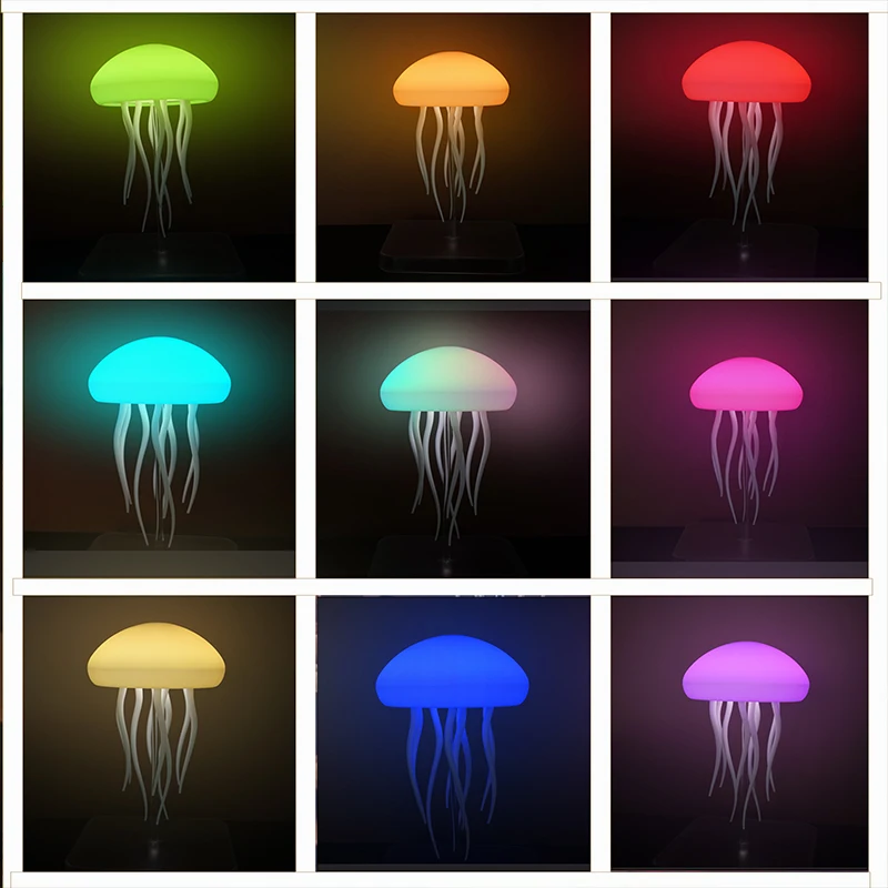 LED Cute Jellyfish Night Light with Dancing Legs, RGB Gradient Lamp, Rechargeable Bedside Lamps with Touch Sensor