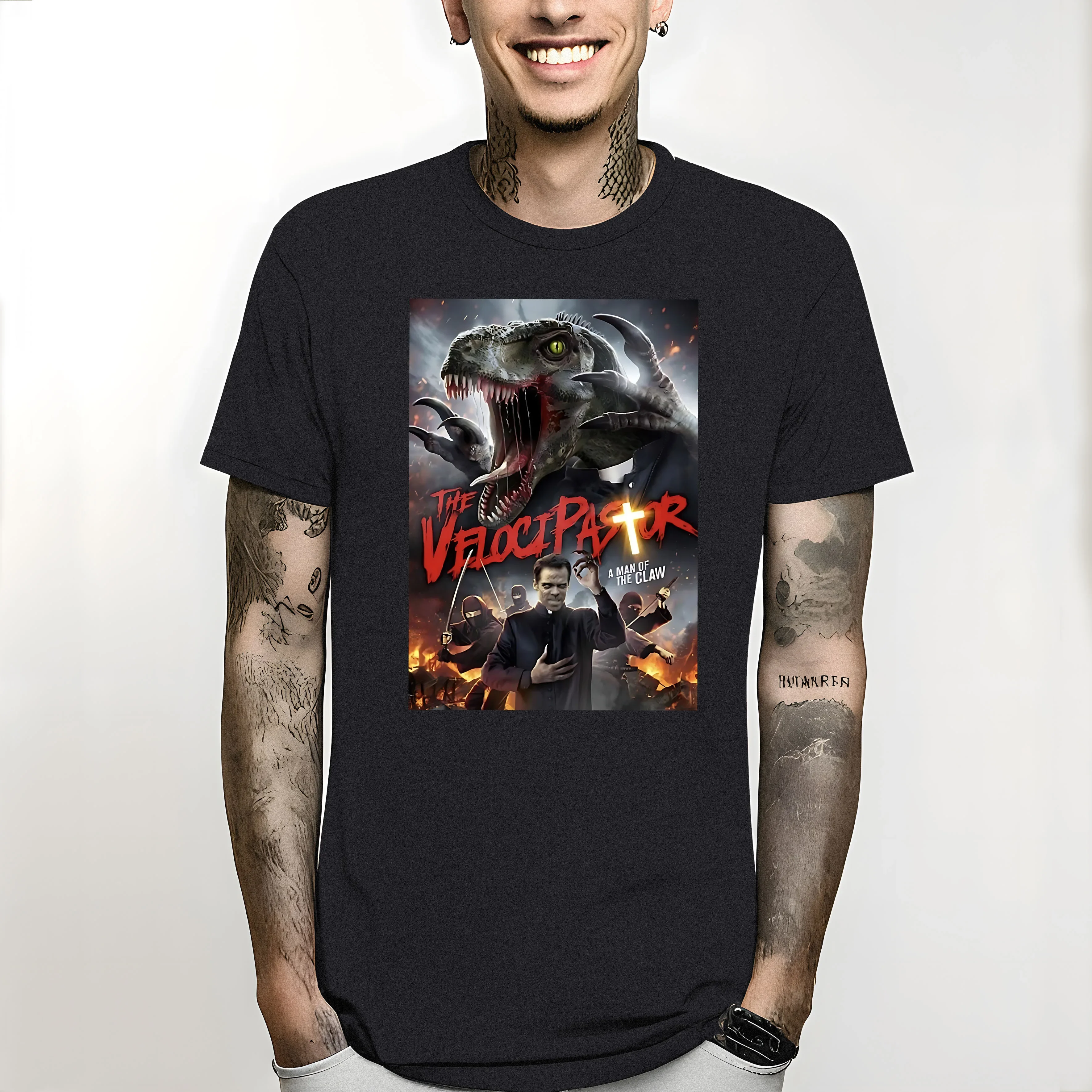 T-Shirts Velocipastor DinoSaur Movie manga vintage anime clothes Poster Classic Black new in tops&tees shirt homme Short Sleeve