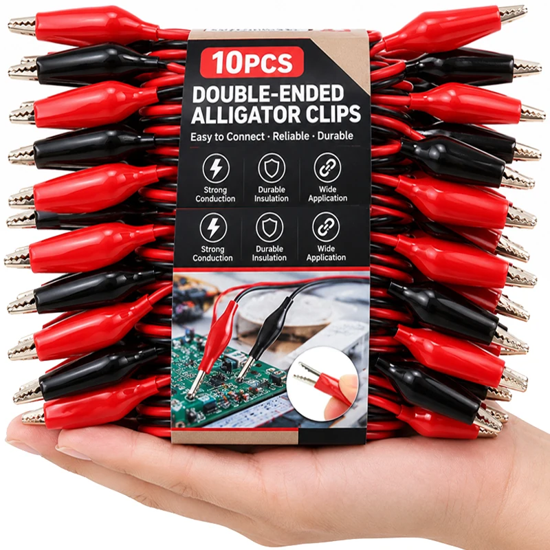Alligator Clips Electrical Insulate Test Leads Dual Ended Crocodile Clip Jumper Wire for Circuit Connection Electrical Testing