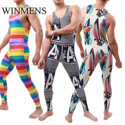 Pijamas de una pieza para hombre, novedad, mono con estampado de grafiti, ropa de dormir sin mangas, monos para adultos, pelele, mono masculino, medias de cuerpo completo