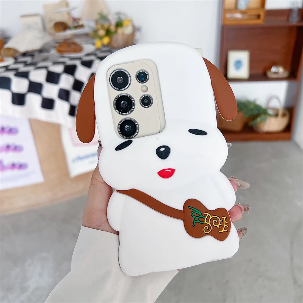 Kawaii Floppy Ears Puppy Lovely Mouth Phone Case for 17 Pro Max Cartoon Dog Soft Silicone Protective Cover for iPhone 16 15 14