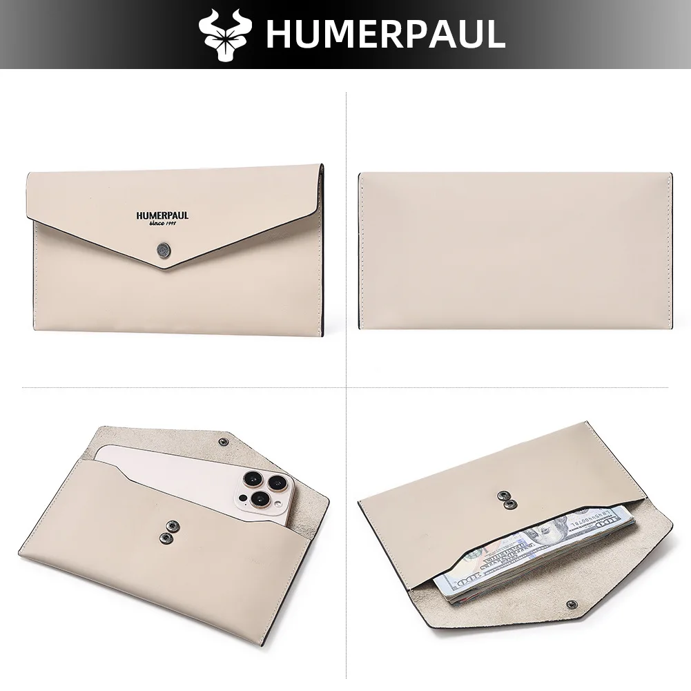 جواز سفر من الجلد الطبيعي بلون خالص، أوراق نقدية كبيرة الحجم، محفظة، مغلف، حامل بطاقة عمل، قابض #2