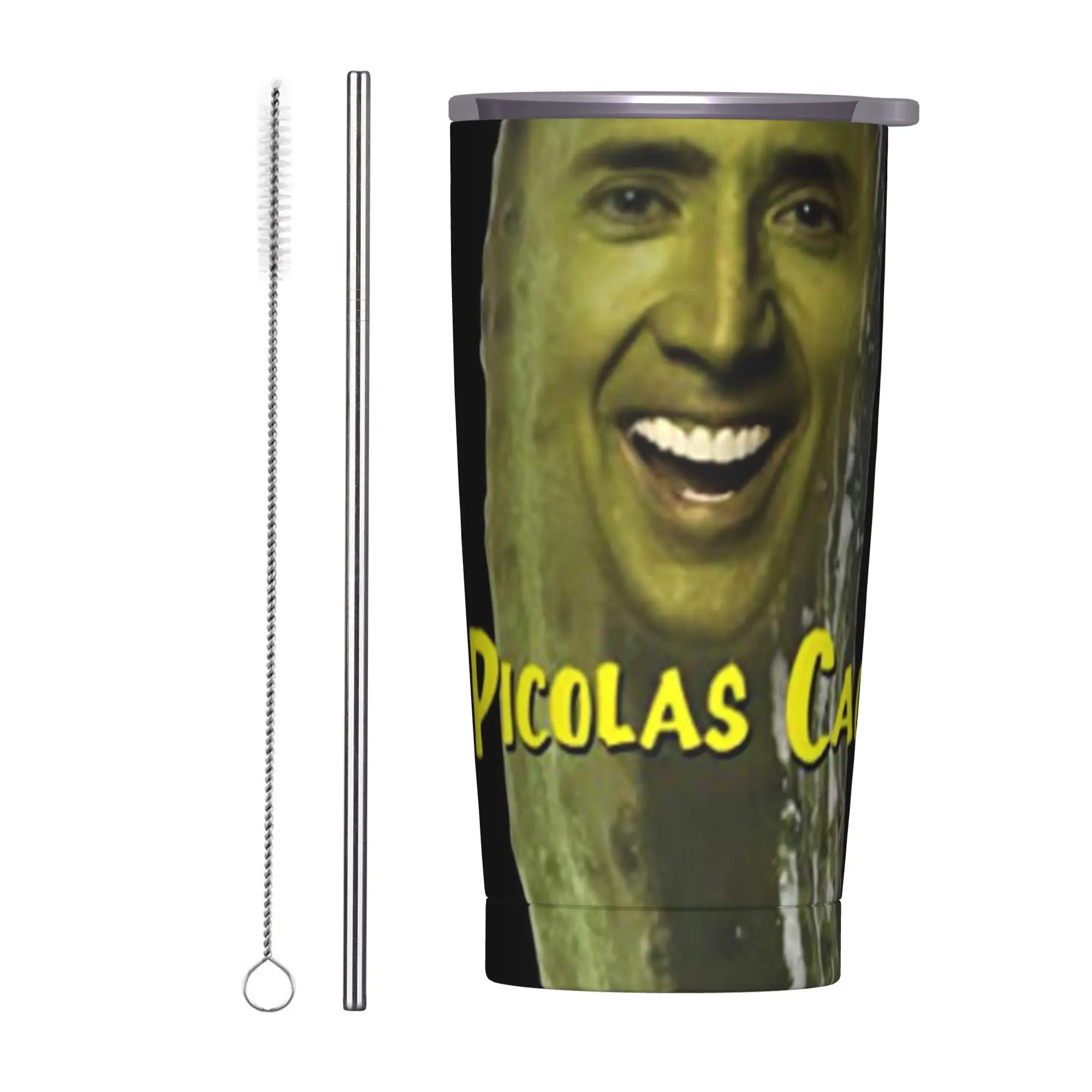 Picolas Cage Tumbler Vacuum Insulated Nicolas Cage Coffee Cups Stainless Steel Car Mugs Water Bottle, 20oz