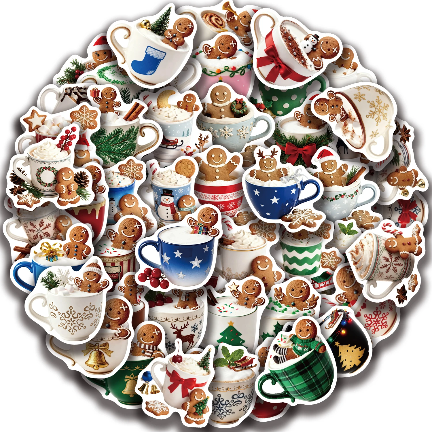 50 Stück Weihnachten Kaffee Graffiti Aufkleber für Scrapbooking Notebook Telefon Laptop Koffer Wasserflasche Reisegepäck