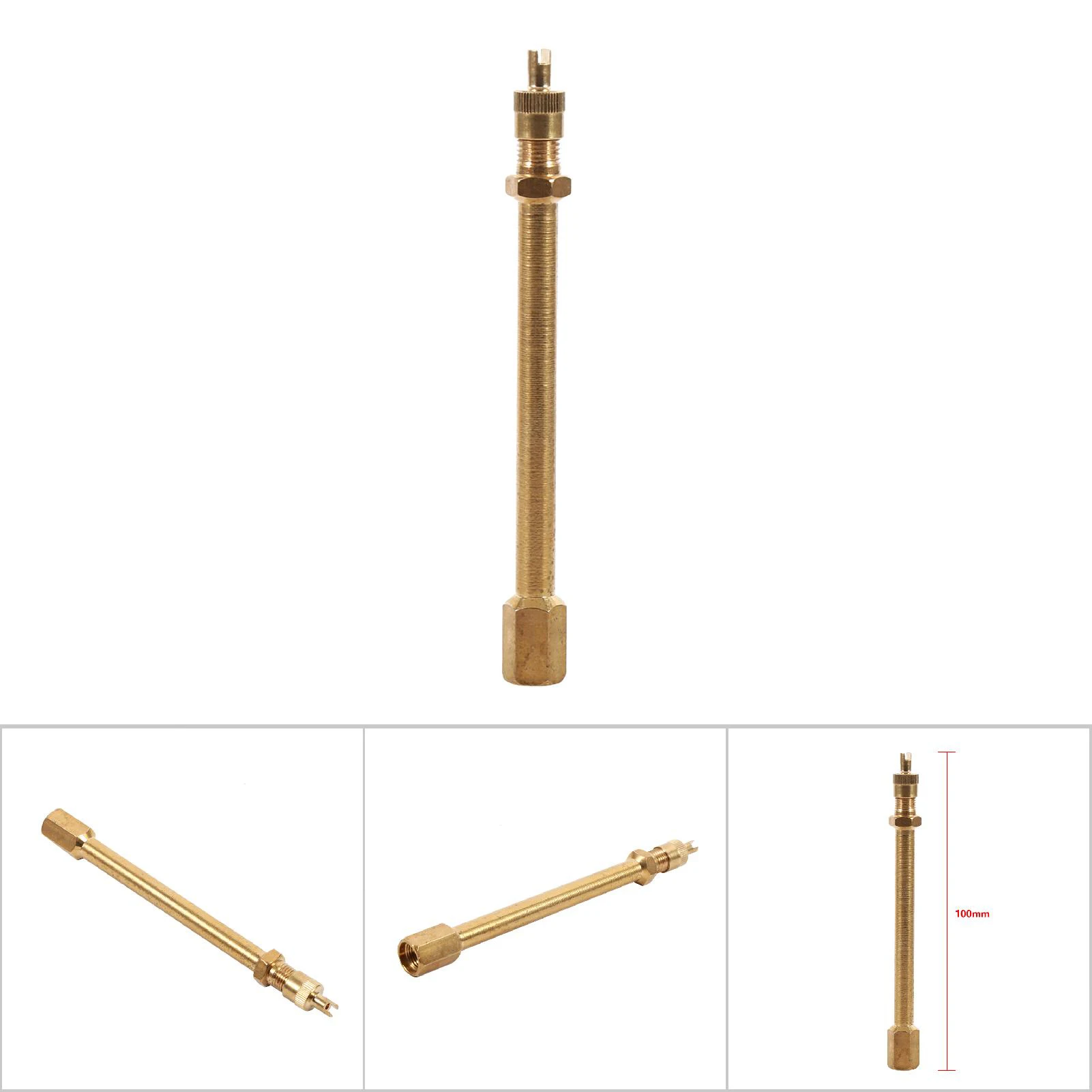 Brass Auto Tire Valve Stem Extension Pole Caps Extender Straight Bore 100/140/200 MM