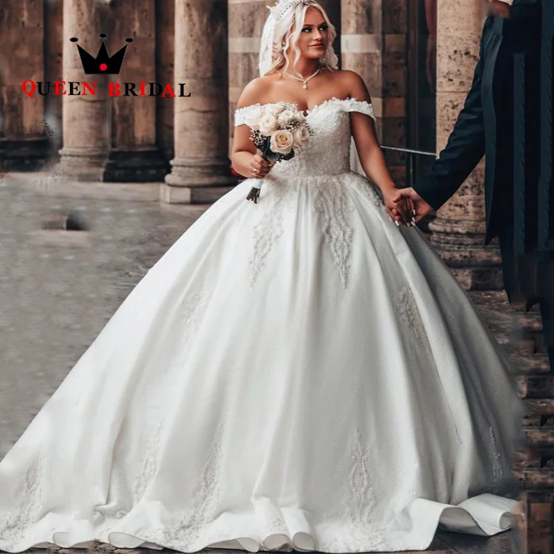 

Luxury Sweetheart Off Shoulder Wedding Dress New Beading Pearls Sequined Bridal Ball Gown Vestidos De Novia Custom Z42Y