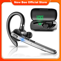 New Bee M53 Bluetooth 5.1 Headset Wireless Driving Headphones with Dual-Mic CVC8.0 Noise Cancelling Handsfree Single Earphones