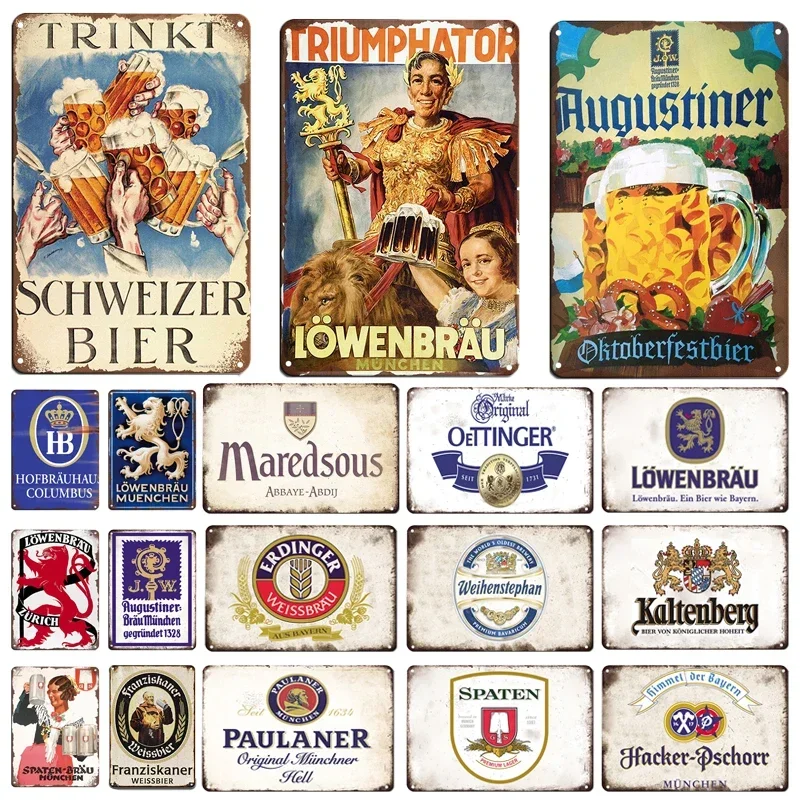 HD Metal Tin Sign Vintage German Beer Brand Oktoberfest Retro Wall Decor for Bar Pub Man Cave Decoration