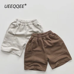 Summer Children Shorts 1-8Y Boys Cotton Pocket Loose Cargo Pants Daily Short Trousers Korean Toddler Wear Kids Clothing 2024 New