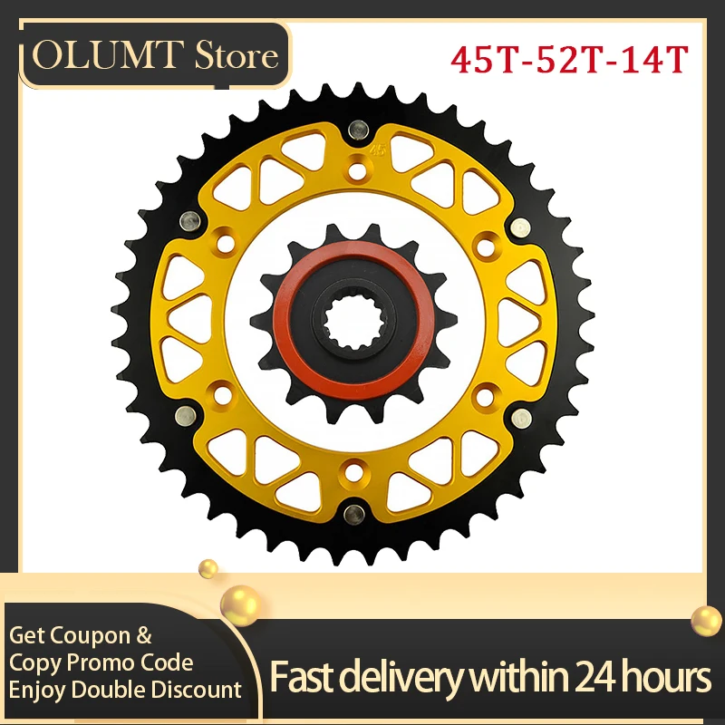 

Motorcycle 520 45T-52T 14T Front Rear Sprocket For SUZUKI DR250 DR-Z250 RM250 RMX250 DR350 DR-Z400 DR RM RMX DRZ 250 350 400 L M