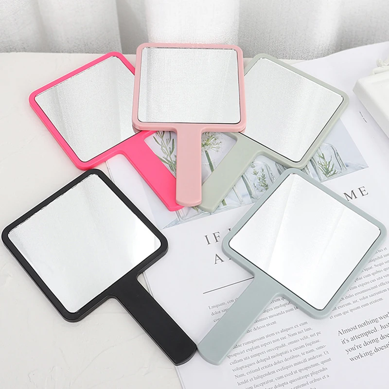 1PC Eyelash Extension Handheld Makeup Mirror Square Makeup Vanity Mirror with Handle Hand Mirror SPA Salon Compact Mirrors