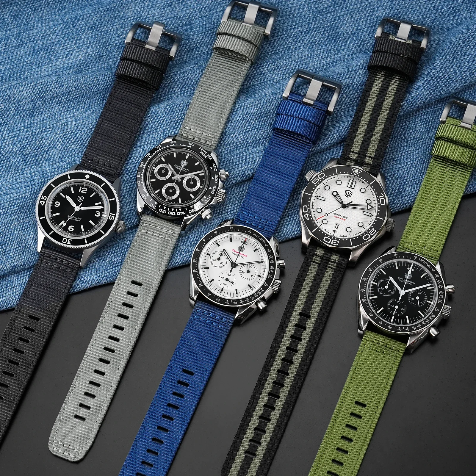 حزام نايلون رياضي عسكري سريع الإصدار 20/22 ملم - حزام قماش منسوج لساعة أوميغا، لساعة هواوي جي تي (رجال)