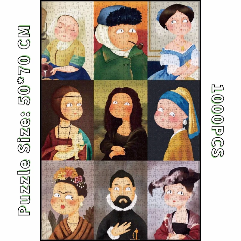 70*50cm Paper Jigsaw Puzzle 1000 Pieces Nine Masterpieces Box Large Cartoon High Difficulty Adult Stress Relief Educational Toys
