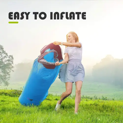 Imagen 2 del producto Tumbona inflable, accesorios para sillas de playa, hamaca para sofá de aire para acampar al aire libre, patio trasero, junto al lago con saco de compresión